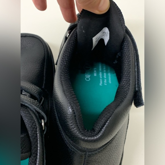 Men’s 14 EE Wide Orthofeet Glacier Gorge Pebbled Leather Hook & Loop Ankle Boots - Picture 6 of 16